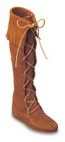 Сапоги ботфорты со шнуровкой - цвет коричневый, замша / 1422